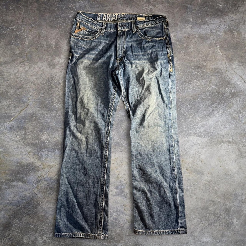 Ariat M4 Low Rise Boot Cut Jeans Blue Western Cowboy Denim Men's 36x32